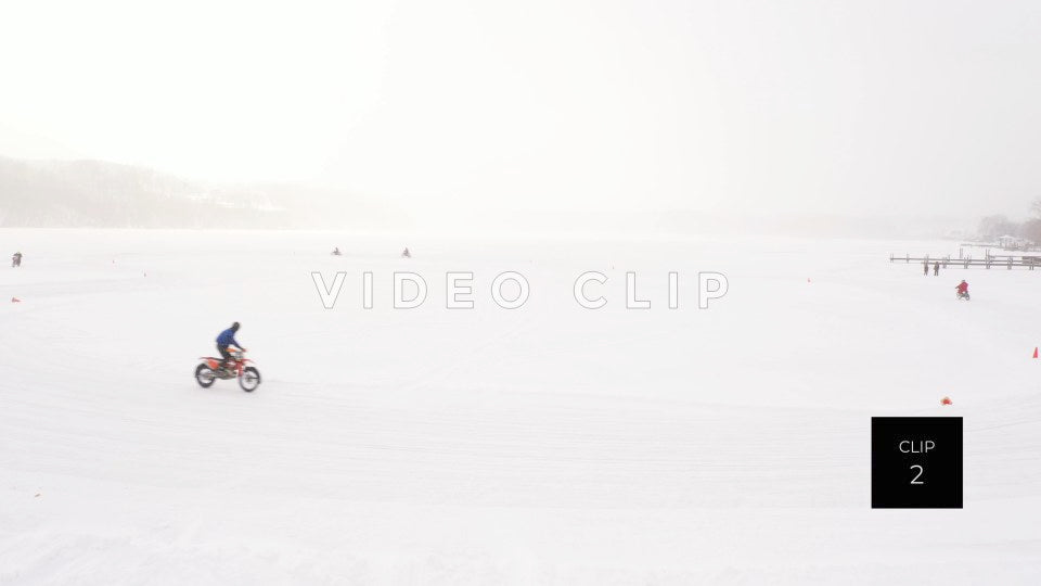 CLIP 2 - Winter Motor cycle riders racing on frozen Irondequoit Bay, NY