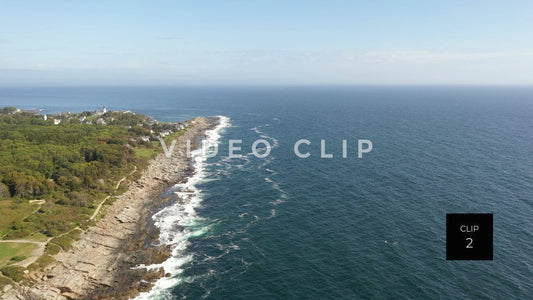 CLIP 2 - Maine Coast Two Lights State Park rocky coast line with ocean view