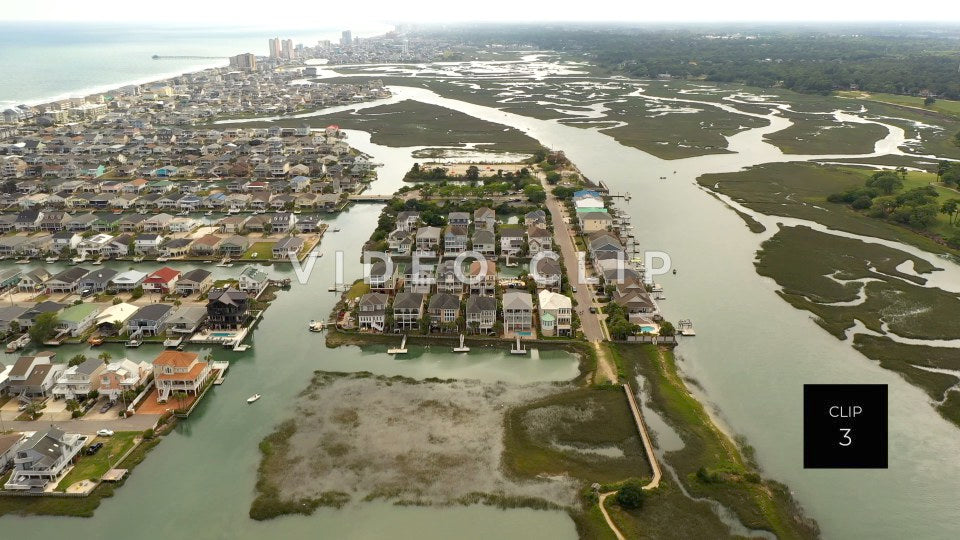 CLIP 3 - Cherry Grove Beach, SC tidal marsh and vacation beach houses North Myrtle Beach