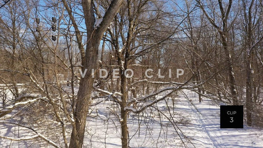 CLIP 3 - Hiking trail in Winter beside train track in public park with snow