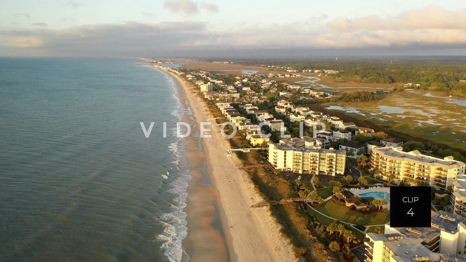 CLIP 4 - Litchfield Beach, SC aerial of coastline looking South at morning