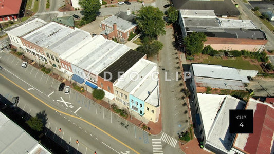 CLIP 4 - Montezuma, GA aerial view of buildings and shops downtown