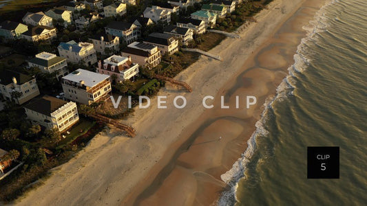 CLIP 5 - Litchfield Beach, SC looking down at shoreline in morning light