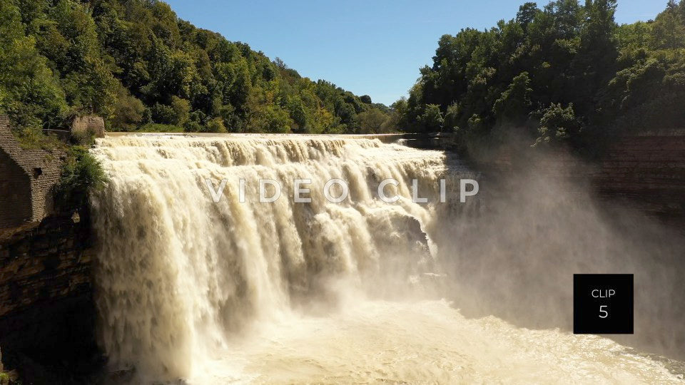 CLIP 5 - Rochester, NY raging waterfall at Lower Falls Park on Genesee River