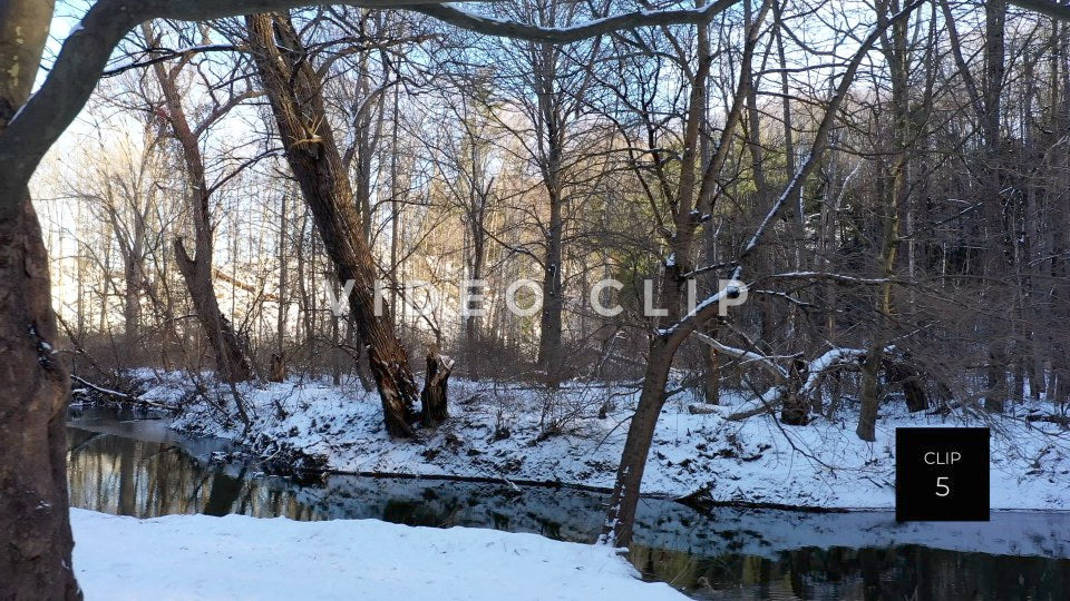 CLIP 5 - Peaceful Irondequoit creek in Winter at Ellison Park, NY