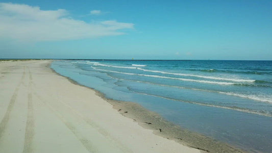 Video - Deserted Beach with ocean waves and then view of Murrells Inlet jetties in South Carolina