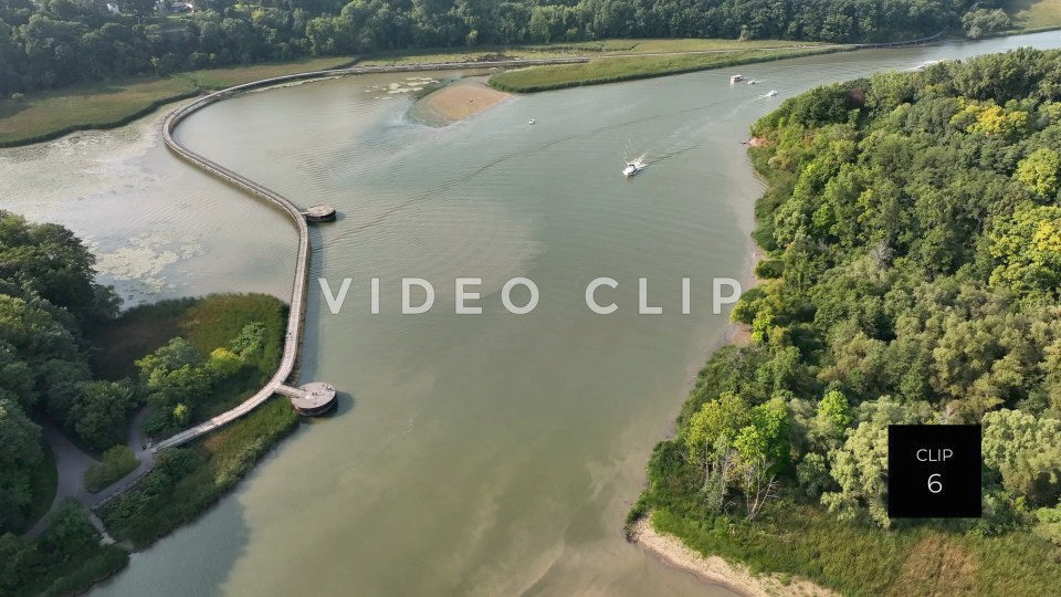 CLIP 6 - Rochester, NY Genesee Riverway Trail boardwalk with people walking