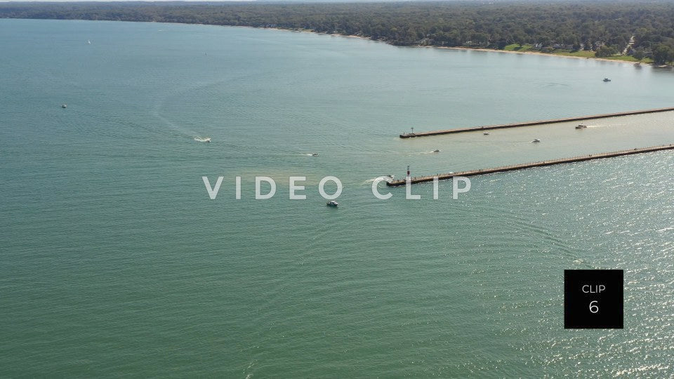 CLIP 6 - Lake Ontario as boats enter Genesee river past Charlotte Pier Rochester, NY