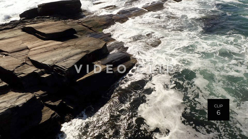 CLIP 6 - Maine Coast rising up over rocky shoreline with ocean waves