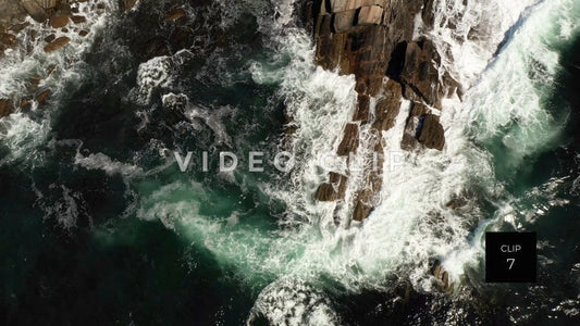 CLIP 7 - Maine Coast aerial looking down on rocky coast with ocean waves