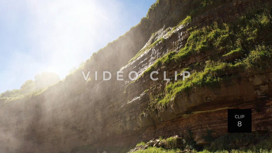 CLIP 8 - Rochester, NY Lower Falls gorge wall with mist from waterfall