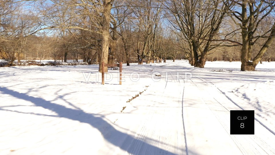 CLIP 8 - Snow covered road in Winter Ellison Park, NY