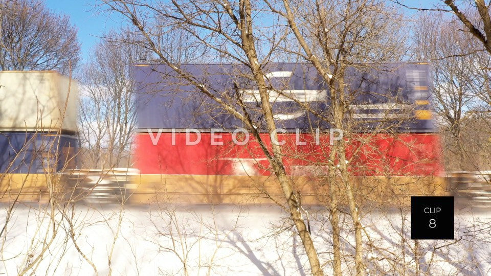 CLIP 8 - Fast train passing by during Winter with snow