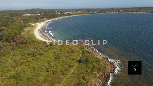 CLIP 9 - Maine Coast Crescent Beach State Park shoreline with person hiking on trail