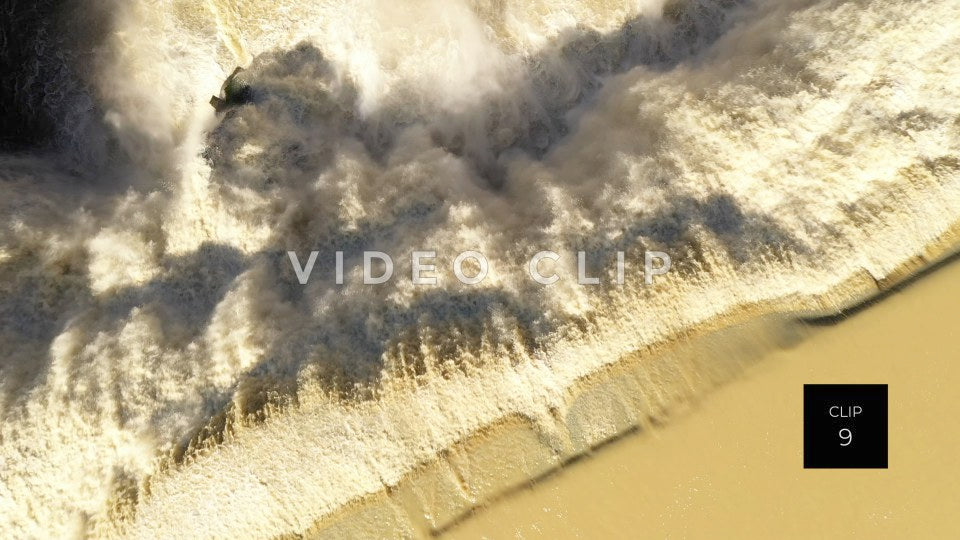 CLIP 9 - Rochester, NY dynamic aerial lowering down over waterfall at Lower Falls Park