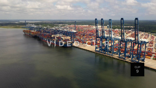 CLIP 9 - Charleston, SC Port of Charleston with ships docked loading and unloading containers