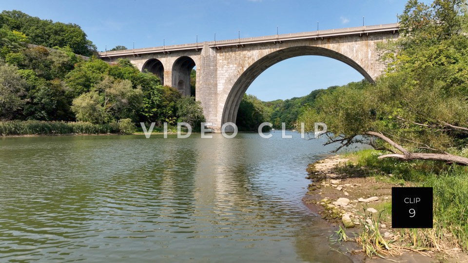 CLIP 9 - Rochester, NY Veterans Memorial Bridge slow reveal over river