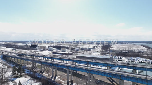 Video - Turning towards South Island Grand Bridge with cars and trucks crossing over Niagara River