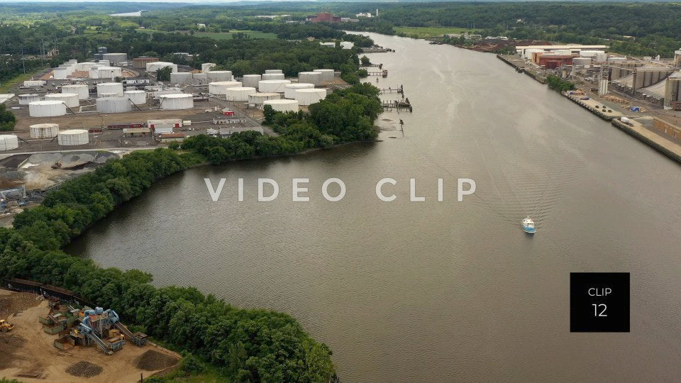 CLIP 12 - Albany, NY Port of Albany on the Hudson river with industrial complex