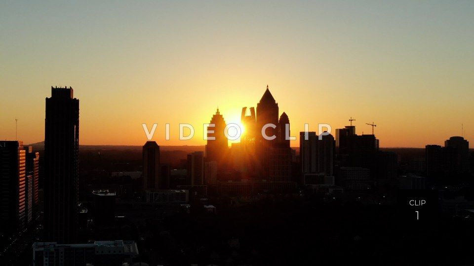 CLIP 1 - Atlanta, GA beautiful sun rising behind city skyline