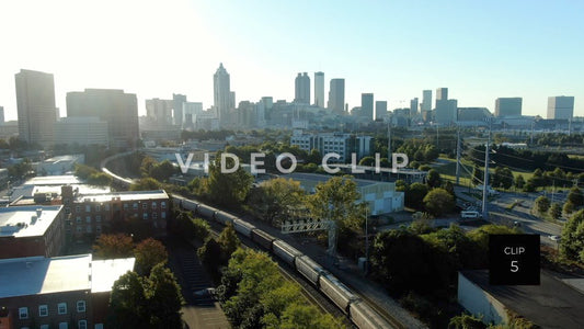 CLIP 5 - Atlanta, GA morning in the city with railroad tracks and skyline