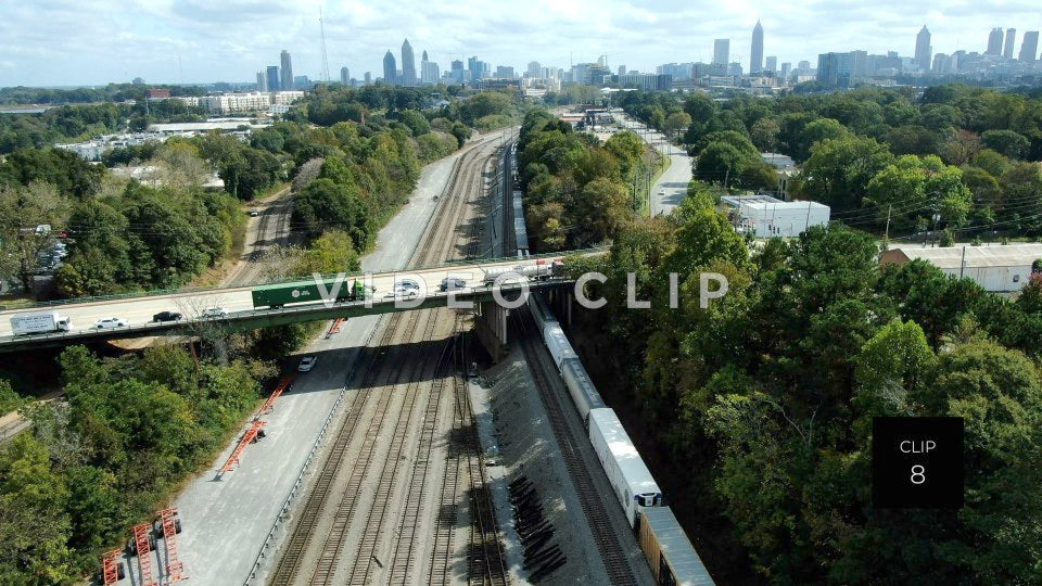 CLIP 8 - Atlanta, GA industrial area of the city with moving train