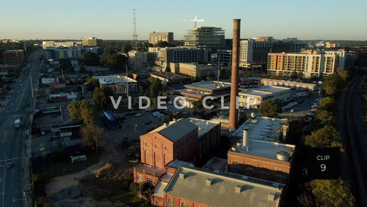 CLIP 9 - Atlanta, GA old water works building and stack in morning sunlight