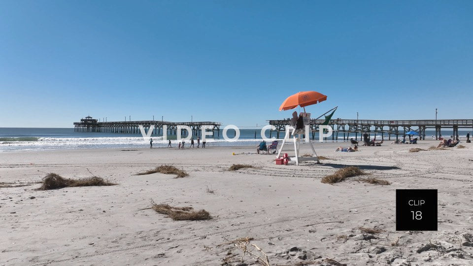 CLIP 18 - Cherry Grove Beach, SC people return to beach after Hurricane Ian strikes coastline