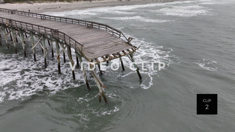 CLIP 2 - Pawleys Island, SC damage to fishing pier from Hurricane Ian